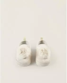 Бежевые домашние тапочки для девочки на резинке Zippy, бежевый