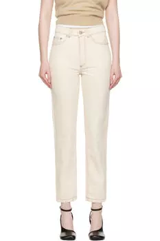 Бежевые джинсы классического кроя AMI Paris