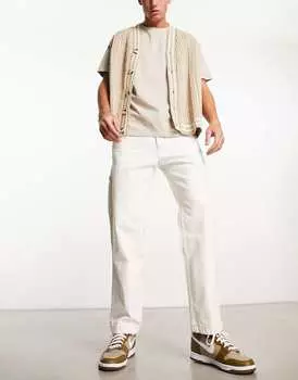 Бежевые джинсы с контрастной строчкой Pull&Bear Carpenter