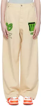 Бежевые джинсы с нашивками Off-White