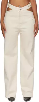 Бежевые джинсы с Y-образным вырезом спереди Dion Lee