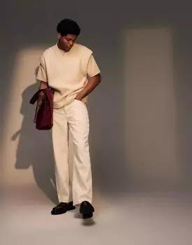 Бежевые джинсы свободного кроя Topman