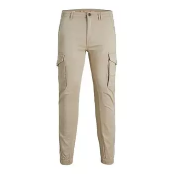 Бежевые хлопковые джинсы и брюки Jack & Jones