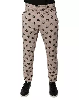 Бежевые хлопковые узкие джинсы с логотипом Dolce & Gabbana