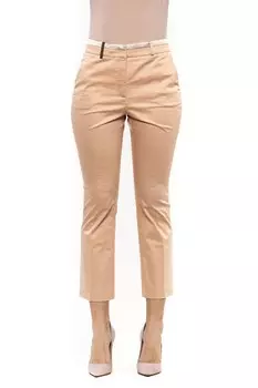 Бежевые хлопковые женские брюки до щиколотки Peserico, бежевый