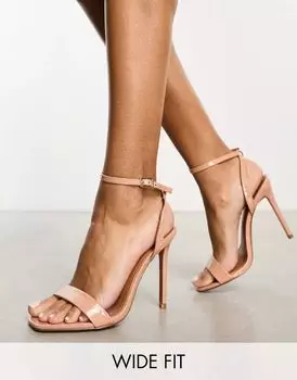 Бежевые изящные босоножки широкого кроя на каблуке ASOS Wide Fit Neva