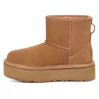 Бежевые классические мини-ботинки на платформе UGG, бежевый