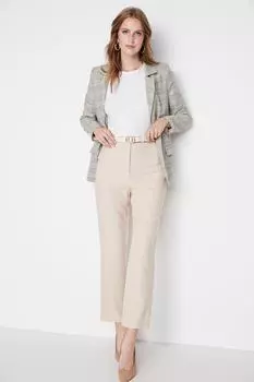 Бежевые классические тканые брюки Trendyol, бежевый