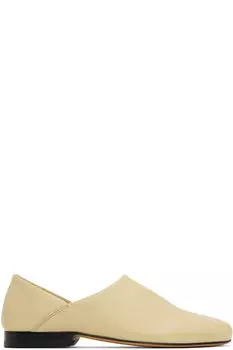 Бежевые кожаные тапочки LEMAIRE