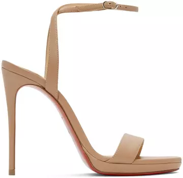 Бежевые кожаные туфли на каблуке Loubi Queen 120 Christian Louboutin