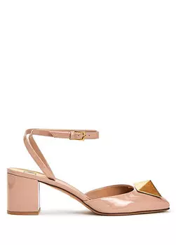 Бежевые кожаные туфли на высоком каблуке с одной шпилькой Valentino Garavani