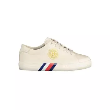 Бежевые кожаные женские кроссовки Tommy Hilfiger