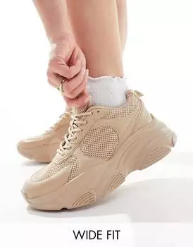Бежевые кроссовки ASOS DESIGN Wide Fit Drop