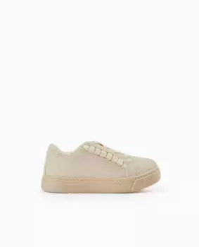 Бежевые кроссовки для девочки на шнурках Zippy