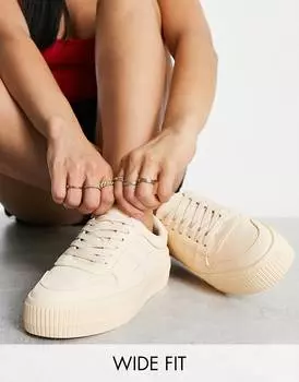 Бежевые кроссовки на платформе со шнуровкой и шнуровкой ASOS DESIGN Wide Fit Duet