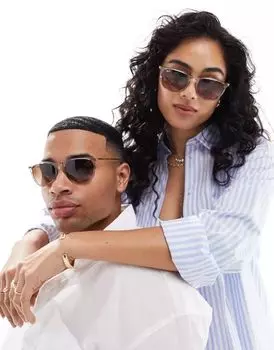 Бежевые круглые солнцезащитные очки Ray-Ban Erika