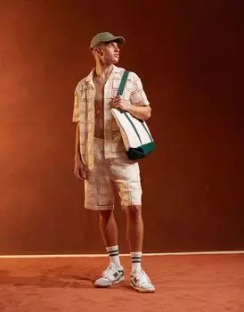 Бежевые кружевные шорты крючком ASOS DESIGN Co-ord Premium