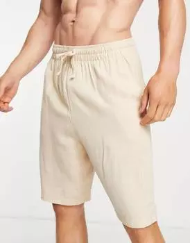 Бежевые льняные шорты для отдыха ASOS DESIGN
