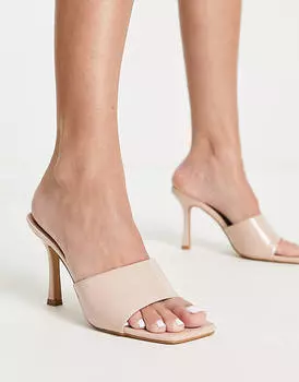 Бежевые лакированные туфли-мюли на каблуке RAID Briya