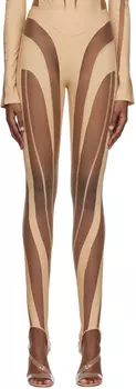 Бежевые леггинсы со спиралью Mugler