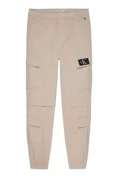 Бежевые мальчишеские брюки карго из плетеной ткани Calvin Klein Jeans, бежевый
