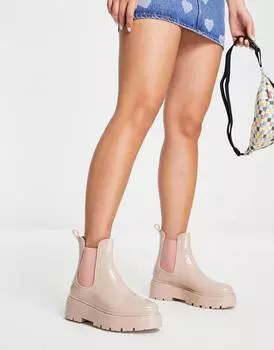 Бежевые массивные резиновые сапоги челси ASOS DESIGN Gadget