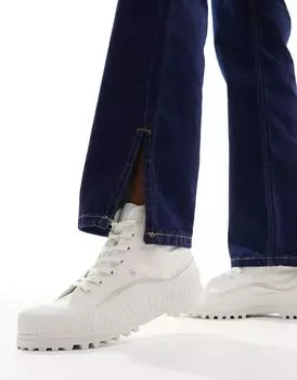 Бежевые массивные высокие кроссовки Superga