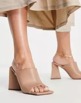 Бежевые мюли на каблуке ASOS DESIGN Nyla