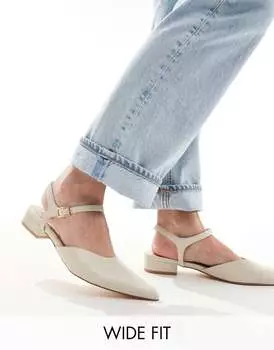 Бежевые мюли широкого кроя на остром каблуке Truffle Collection