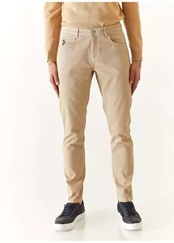 Бежевые мужские брюки узкого кроя с нормальной талией и нормальными штанинами MICEL23K U.S. Polo Assn., бежевый