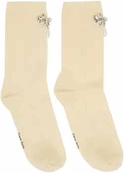 Бежевые носки с кристаллами Simone Rocha