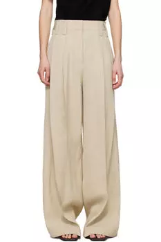 Бежевые объемные брюки со складками Jil Sander