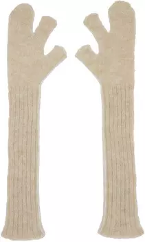 Бежевые перчатки из шерсти альпаки MM6 Maison Margiela