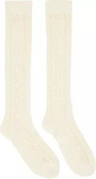 Бежевые перфорированные хлопковые носки VLogo Valentino Garavani