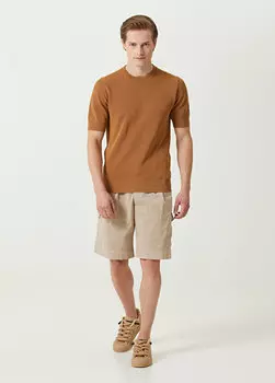 Бежевые плиссированные брюки-карго-бермуды Dolce&Gabbana