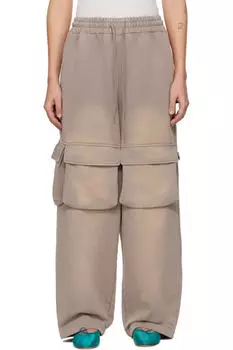 Бежевые потертые мешковатые спортивные штаны с карманами OPEN YY