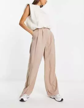 Бежевые повседневные широкие брюки ASOS DESIGN