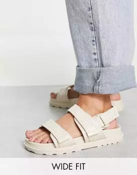Бежевые сандалии на плоской подошве широкого кроя ASOS DESIGN Flume