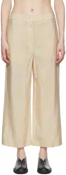 Бежевые шелковые брюки LEMAIRE