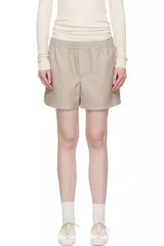 Бежевые шерстяные эластичные шорты AMI Paris