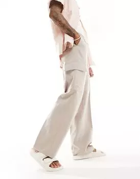 Бежевые широкие брюки-карго ASOS DESIGN