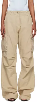 Бежевые широкие брюки-карго Coperni