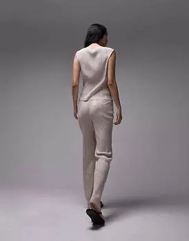 Бежевые широкие брюки Topshop Premium из мягкого меланжевого плиссе