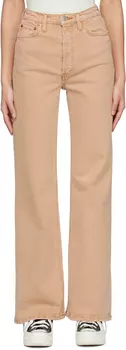 Бежевые широкие джинсы с ультравысокой посадкой Re/Done