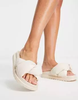 Бежевые шлепанцы с подкладкой и узлом ASOS DESIGN Flexing