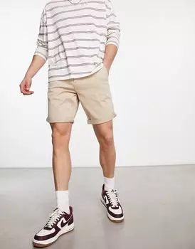Бежевые шорты-чиносы узкого кроя Jack & Jones Intelligence