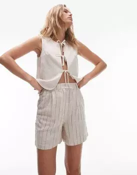 Бежевые шорты для мальчика с декоративной строчкой Topshop