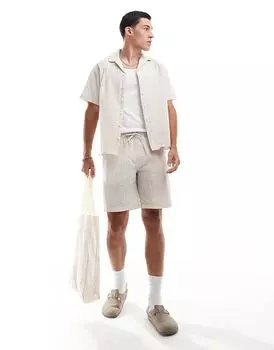 Бежевые шорты из грубой ткани Jack & Jones (часть комплекта)