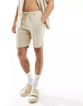 Бежевые шорты из микса льна Selected Homme