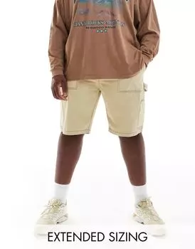 Бежевые шорты карго с контрастной строчкой ASOS DESIGN